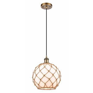 Farmhouse Rope - 1 Light Cord Hung Mini Pendant In Industrial Style-13 Inches Tall and 10 Inches Wide - 1274015