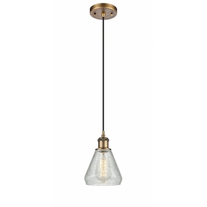 Conesus - 1 Light Cord Hung Mini Pendant In Industrial Style-10 Inches Tall and 6 Inches Wide