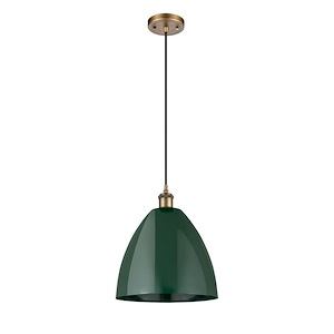 Plymouth Dome - 1 Light Cord Hung Mini Pendant In Industrial Style-14.75 Inches Tall and 12 Inches Wide - 1289500