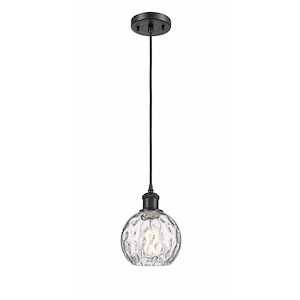 Athens Water Glass - 1 Light Cord Mini Pendant In Industrial Style-8 Inches Tall and 6 Inches Wide