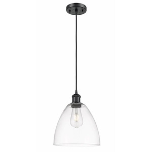 Bristol Glass - 1 Light Cord Hung Mini Pendant In Industrial Style-13.25 Inches Tall and 9 Inches Wide - 1289440