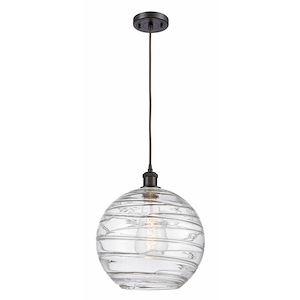 Athens Deco Swirl - 1 Light Cord Hung Mini Pendant In Industrial Style-15 Inches Tall and 12 Inches Wide - 1115694