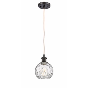 Athens Water Glass - 1 Light Cord Mini Pendant In Industrial Style-8 Inches Tall and 6 Inches Wide - 1297725