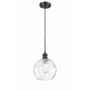 Athens Water Glass - 1 Light Cord Mini Pendant In Industrial Style-10 Inches Tall and 8 Inches Wide - 1297703
