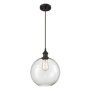 Athens - 1 Light Cord Hung Mini Pendant In Industrial Style-13 Inches Tall and 10 Inches Wide - 1289502