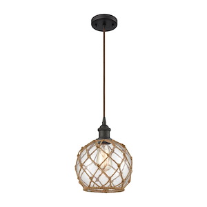 Farmhouse Rope - 100W 1 LED Cord Hung Mini Pendant-10 Inch Tall and 8 Inch Wide - 1428376