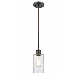Clymer - 1 Light Cord Hung Mini Pendant In Art Deco Style-10 Inches Tall and 3.88 Inches Wide