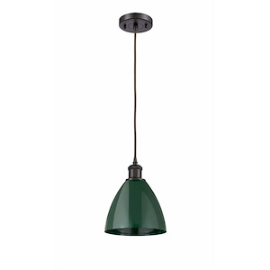 Plymouth Dome - 1 Light Cord Hung Mini Pendant In Industrial Style-11.25 Inches Tall and 7.5 Inches Wide - 1289532