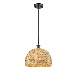 Woven Ratan - 1 Light Pendant In Farmhouse Style-11.13 Inches Tall and 12 Inches Wide - 1297634
