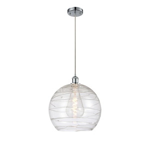 Athens Deco Swirl - 1 Light Pendant In Industrial Style-16.88 Inches Tall and 13.75 Inches Wide - 1297690