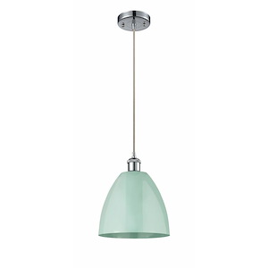 Plymouth Dome - 1 Light Cord Hung Mini Pendant In Industrial Style-12.88 Inches Tall and 9 Inches Wide - 1289494