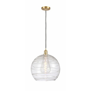 Athens Deco Swirl - 1 Light Pendant In Industrial Style-16.88 Inches Tall and 13.75 Inches Wide