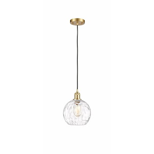Athens Water Glass - 1 Light Cord Mini Pendant In Industrial Style-10 Inches Tall and 8 Inches Wide
