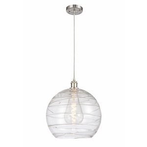 Athens Deco Swirl - 1 Light Cord Hung Pendant In Industrial Style-16.88 Inches Tall and 13.75 Inches Wide