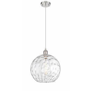 Athens Water Glass - 1 Light Cord Hung Mini Pendant In Industrial Style-15 Inches Tall and 12 Inches Wide