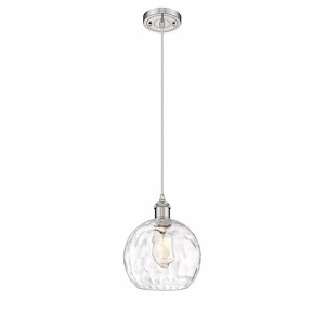 Athens Water Glass - 1 Light Cord Hung Mini Pendant In Industrial Style-10 Inches Tall and 8 Inches Wide