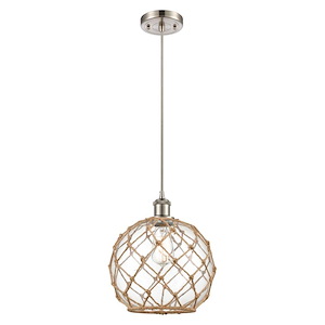 Farmhouse Rope - 100W 1 LED Cord Hung Mini Pendant-12 Inch Tall and 10 Inch Wide - 1428375