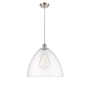 Bristol Glass - 1 Light Pendant In Industrial Style-18.75 Inches Tall and 16 Inches Wide - 1297628