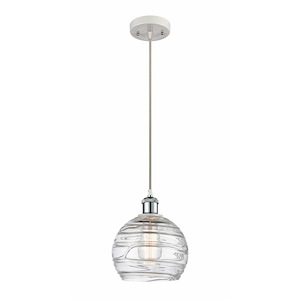 Athens Deco Swirl - 1 Light Cord Hung Mini Pendant In Industrial Style-10 Inches Tall and 8 Inches Wide