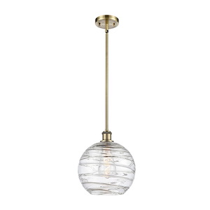 Athens Deco Swirl - 1 Light Stem Hung Mini Pendant-11.13 Inch Tall and 10 Inch Wide - 1289479