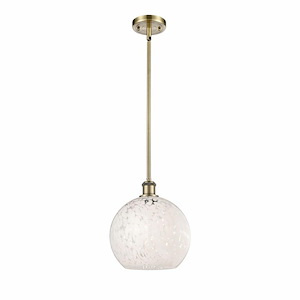 White Mouchette - 1 Light Stem Hung Mini Pendant In Modern Style-11.75 Inches Tall and 10 Inches Wide - 1329982