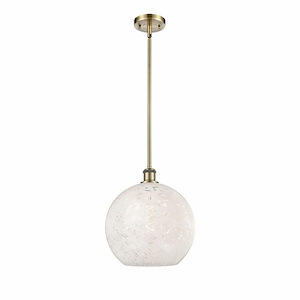 White Mouchette - 1 Light Stem Hung Pendant In Modern Style-13.5 Inches Tall and 12 Inches Wide
