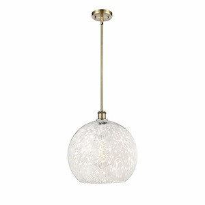 White Mouchette - 1 Light Stem Hung Pendant In Modern Style-16.63 Inches Tall and 13.75 Inches Wide