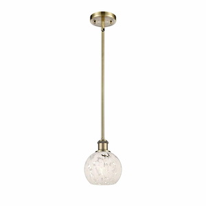 White Mouchette - 1 Light Stem Hung Mini Pendant In Modern Style-8 Inches Tall and 6 Inches Wide - 1329994