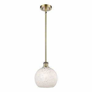 White Mouchette - 1 Light Stem Hung Mini Pendant In Modern Style-10 Inches Tall and 8 Inches Wide - 1329989