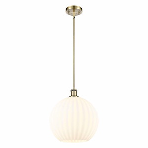 White Venetian - 1 Light Stem Hung Pendant In Modern Style-13.5 Inches Tall and 12 Inches Wide - 1329995