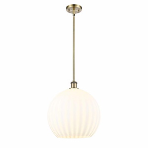 White Venetian - 1 Light Stem Hung Pendant In Modern Style-16.63 Inches Tall and 13.75 Inches Wide