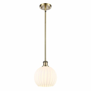 White Venetian - 1 Light Stem Hung Mini Pendant In Modern Style-10 Inches Tall and 8 Inches Wide - 1329986