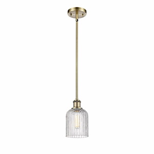 Bridal Veil - 1 Light Stem Hung Mini Pendant In Art Deco Style-9 Inches Tall and 5 Inches Wide