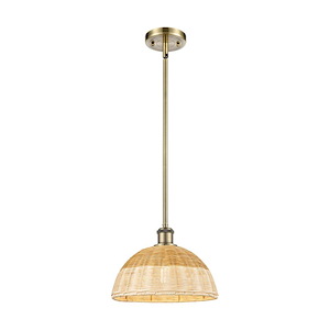 Bristol Natural II - 1 Light Stem Hung Mini Pendant-9 Inch Tall and 11.75 Inch Wide - 1387677