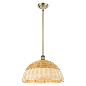Bristol Natural II - 1 Light Stem Hung Mini Pendant-11 Inch Tall and 15.75 Inch Wide - 1387681