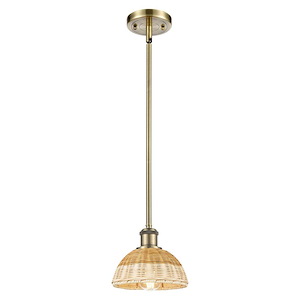 Bristol Natural II - 1 Light Stem Hung Mini Pendant-6.75 Inch Tall and 7.5 Inch Wide - 1387727