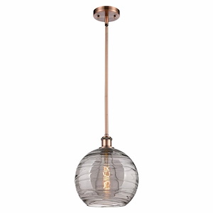 Athens Deco Swirl - 1 Light Stem Hung Mini Pendant In Industrial Style-13 Inches Tall and 10 Inches Wide - 1289479