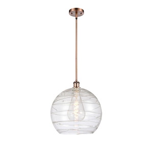Athens Deco Swirl - 1 Light Stem Hung Mini Pendant-14.63 Inch Tall and 13.75 Inch Wide - 1289512