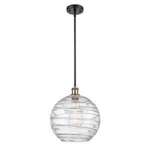 Athens Deco Swirl - 1 Light Stem Hung Mini Pendant-12.88 Inch Tall and 12 Inch Wide - 1285389