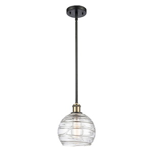 Athens Deco Swirl - 1 Light Stem Hung Mini Pendant-9.38 Inch Tall and 8 Inch Wide - 1115830