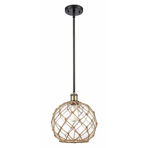 Farmhouse Rope - 1 Light Stem Hung Mini Pendant In Industrial Style-13 Inches Tall and 10 Inches Wide - 1289478