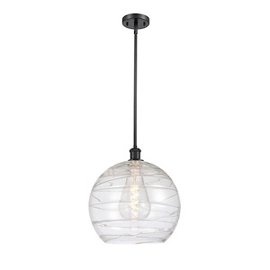 Athens Deco Swirl - 1 Light Pendant In Industrial Style-14.88 Inches Tall and 13.75 Inches Wide