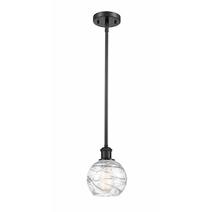 Athens Deco Swirl - 1 Light Stem Hung Mini Pendant In Industrial Style-8 Inches Tall and 6 Inches Wide