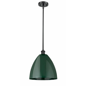 Plymouth Dome - 1 Light Stem Hung Pendant In Industrial Style-12.75 Inches Tall and 12 Inches Wide