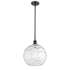 Athens Water Glass - 1 Light Stem Hung Mini Pendant In Industrial Style-15 Inches Tall and 12 Inches Wide