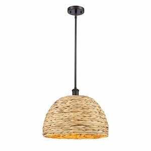 Woven Ratan - 1 Light Pendant In Farmhouse Style-12.75 Inches Tall and 15.75 Inches Wide - 1297680