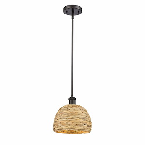 Woven Ratan - 1 Light Pendant In Farmhouse Style-8.5 Inches Tall and 8 Inches Wide - 1297681