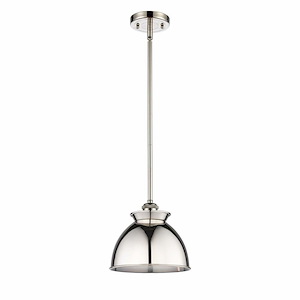 Adirondack - 1 Light Stem Hung Mini Pendant In Art Deco Style-10 Inches Tall and 8.13 Inches Wide