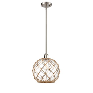 Farmhouse Rope - 100W 1 LED Mini Pendant-12 Inch Tall and 10 Inch Wide - 1428380