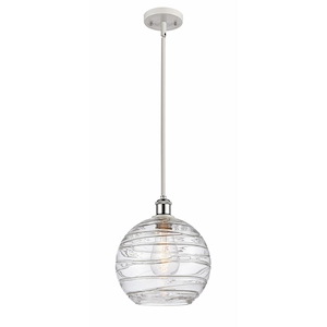 Athens Deco Swirl - 1 Light Stem Hung Mini Pendant In Industrial Style-13 Inches Tall and 10 Inches Wide